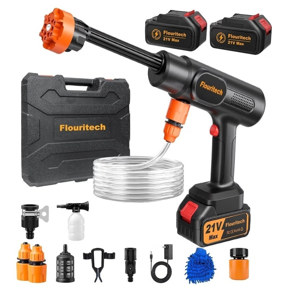 Cordless Pressure Washer, 990 PSI Portable Battery Power Washer with 6-in-1 N...
